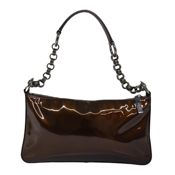 PRADA Shoulder Bag Patent leather Brown Auth 78409 - Picture 2 of 16